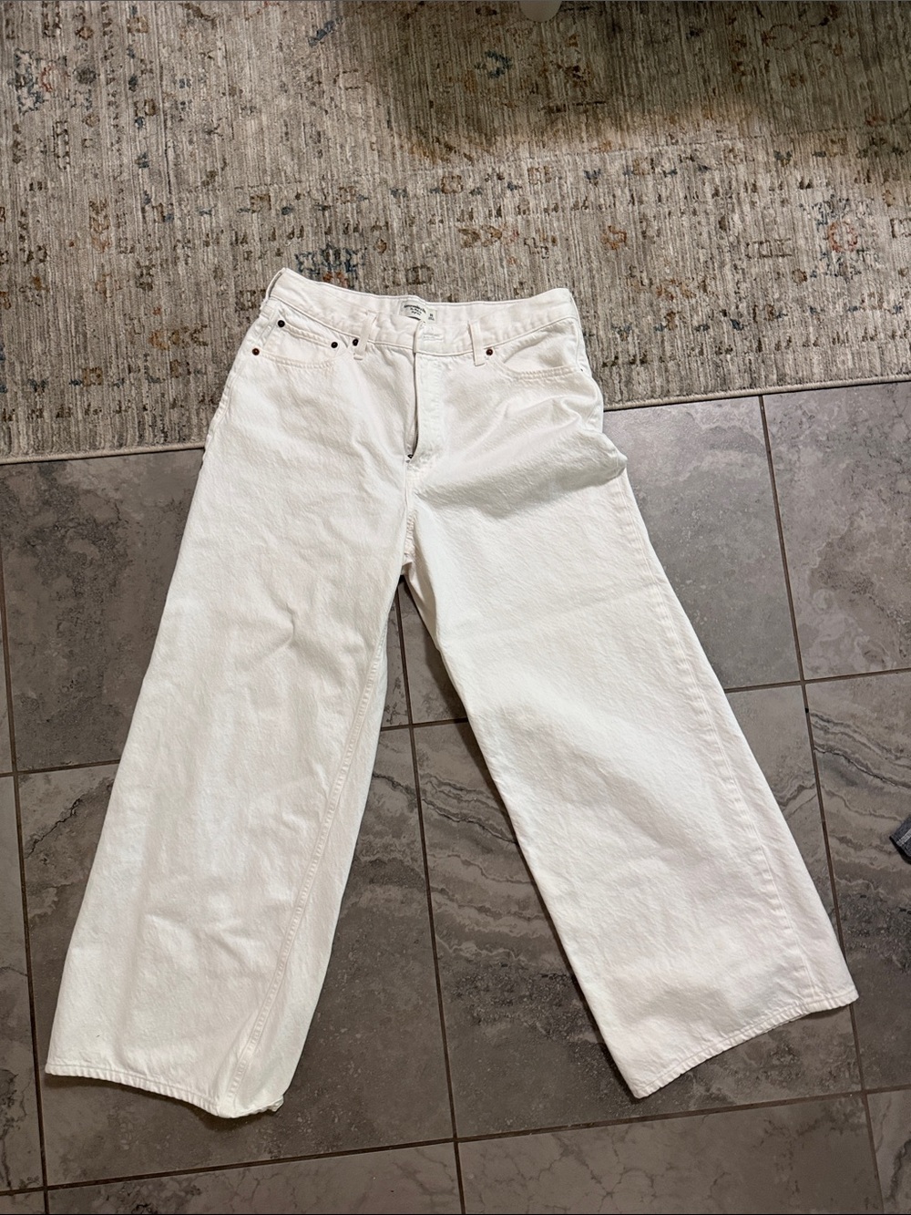 Abercrombie Wide Leg White Jeans